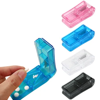Tagliapillole Portatile per Taglio di Precisione 1/2, Divisore di Pillole Compatto da Viaggio con Design a Pressione e Taglio Facilitato