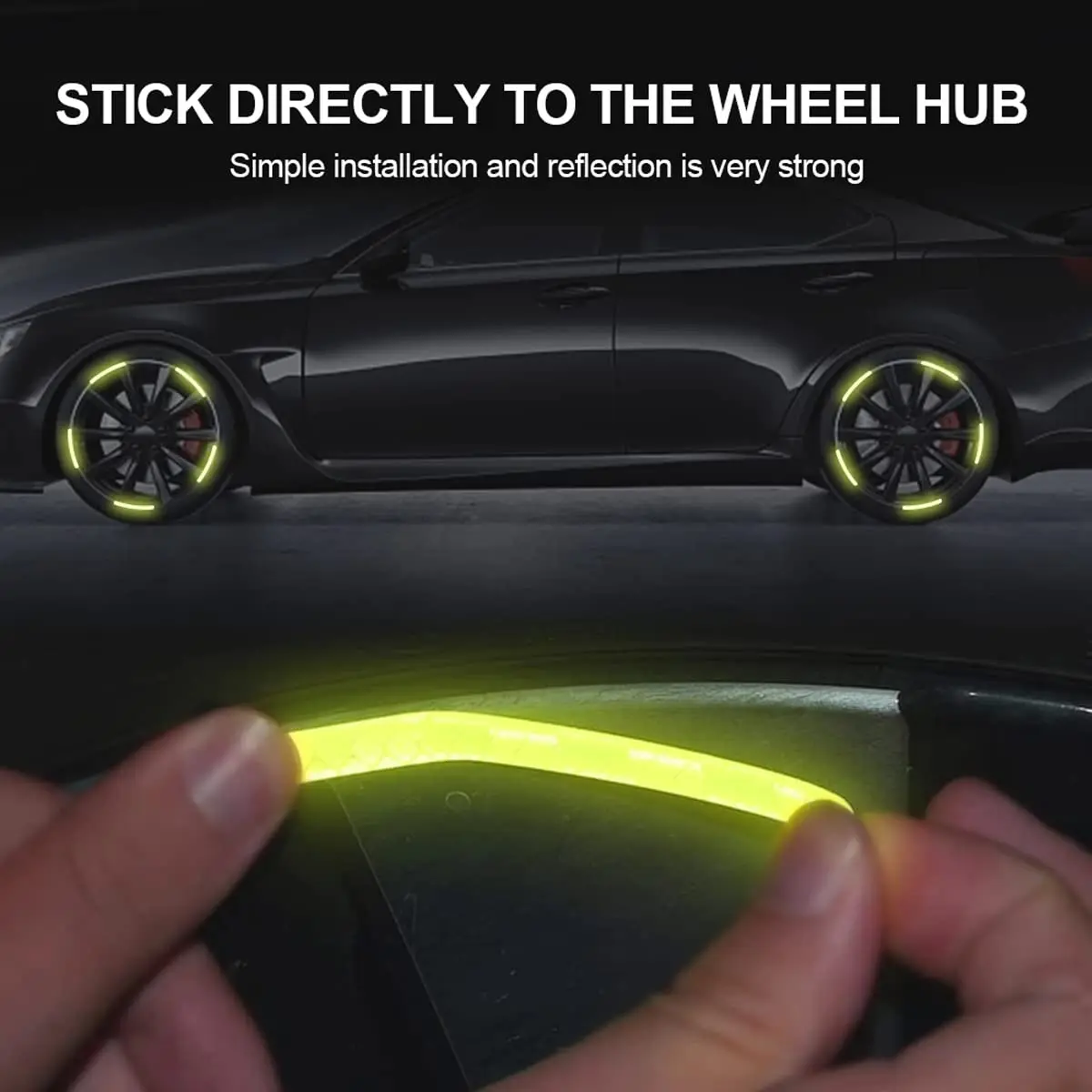 Reflective Car Wheel Decorative Strip Stickers Motorcycle Wheel Hub Styling Decal Sticker Night Safety Reflective Decals 20Pcs reflective car sticker,car reflector sticker,wheel reflective strips,reflective stickers,reflective sticker,reflective strip,reflective strips