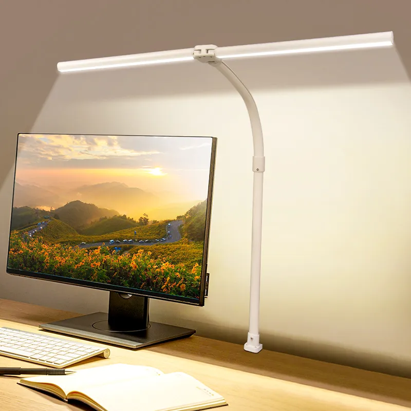 24W Double Head LED Desk Lamp Office Lighting Gooseneck Night Light  Dimmable