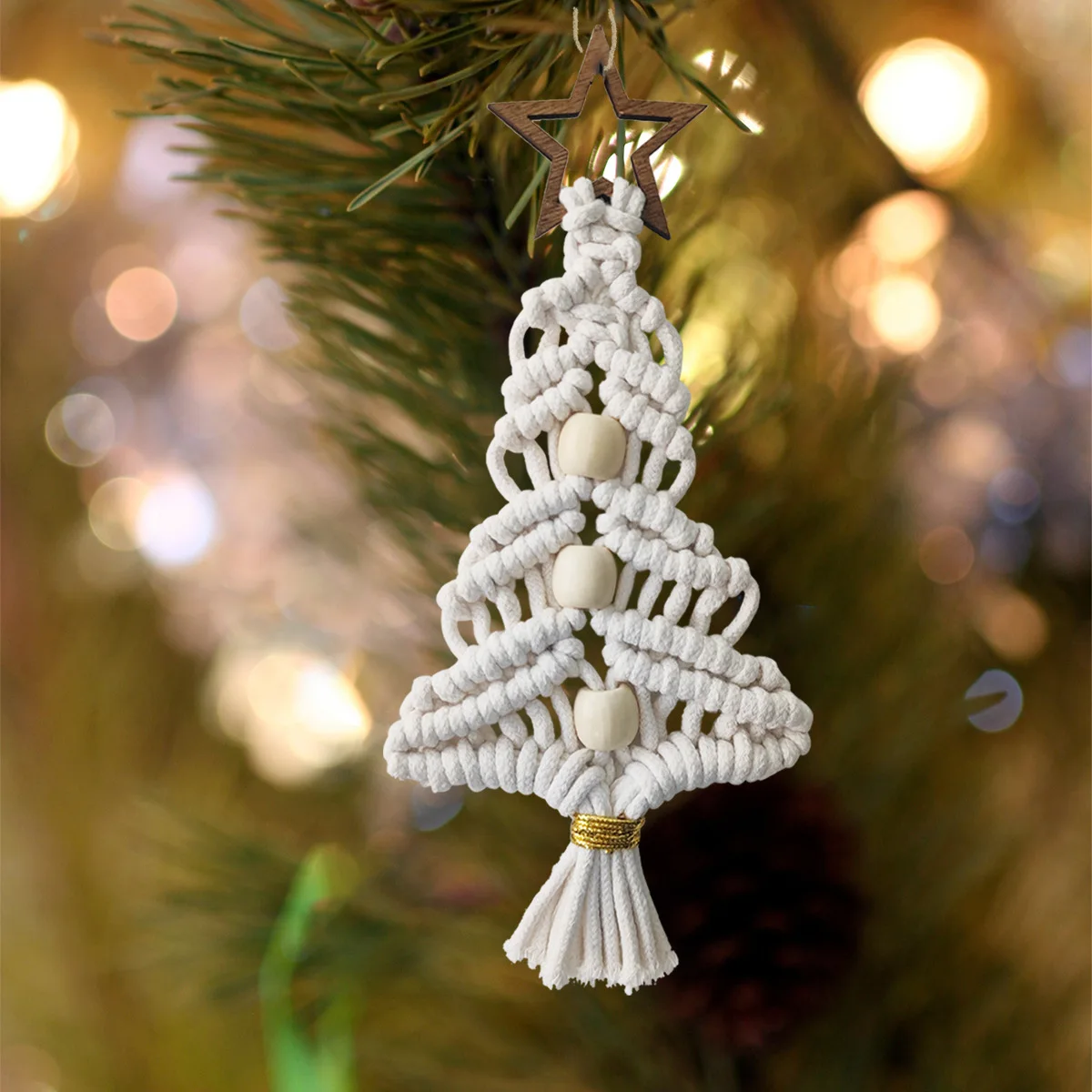 Home Hand Woven Macrame Pendant Tapestry Christmas Tree Decoration New Year Gifts Handmade Santa Claus Ornament For Christmas