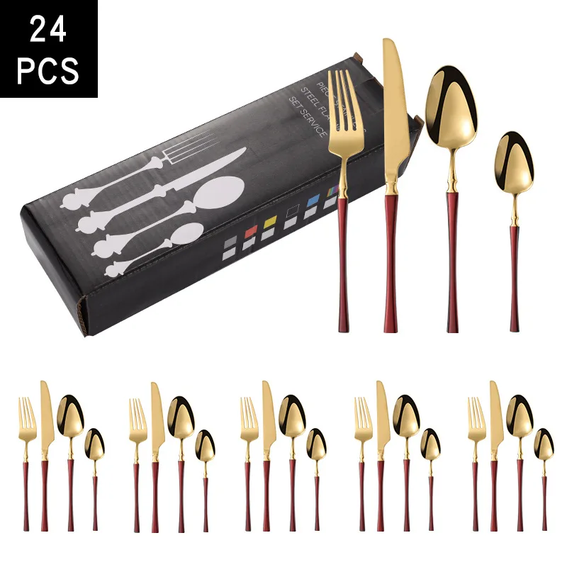 

Small waist stainless steel tableware 24-piece creative western food steak knife fork spoon gift box set
