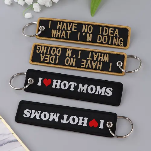 1pcs Computer Pop-up Window Quotes Embroidered Keys Tag Keychains For Motorcycles Backpack Fashion Key Ring Accessories Gifts - Image 2
