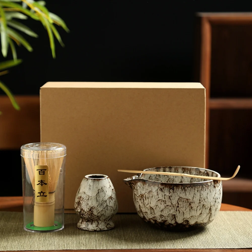 Handmade Home Easy Clean Japanese Matcha Tea Set Safe Bamboo Whisk Teaspoon Tea Sets Tools Stand Kit Bowl Whisk Scoop Gift