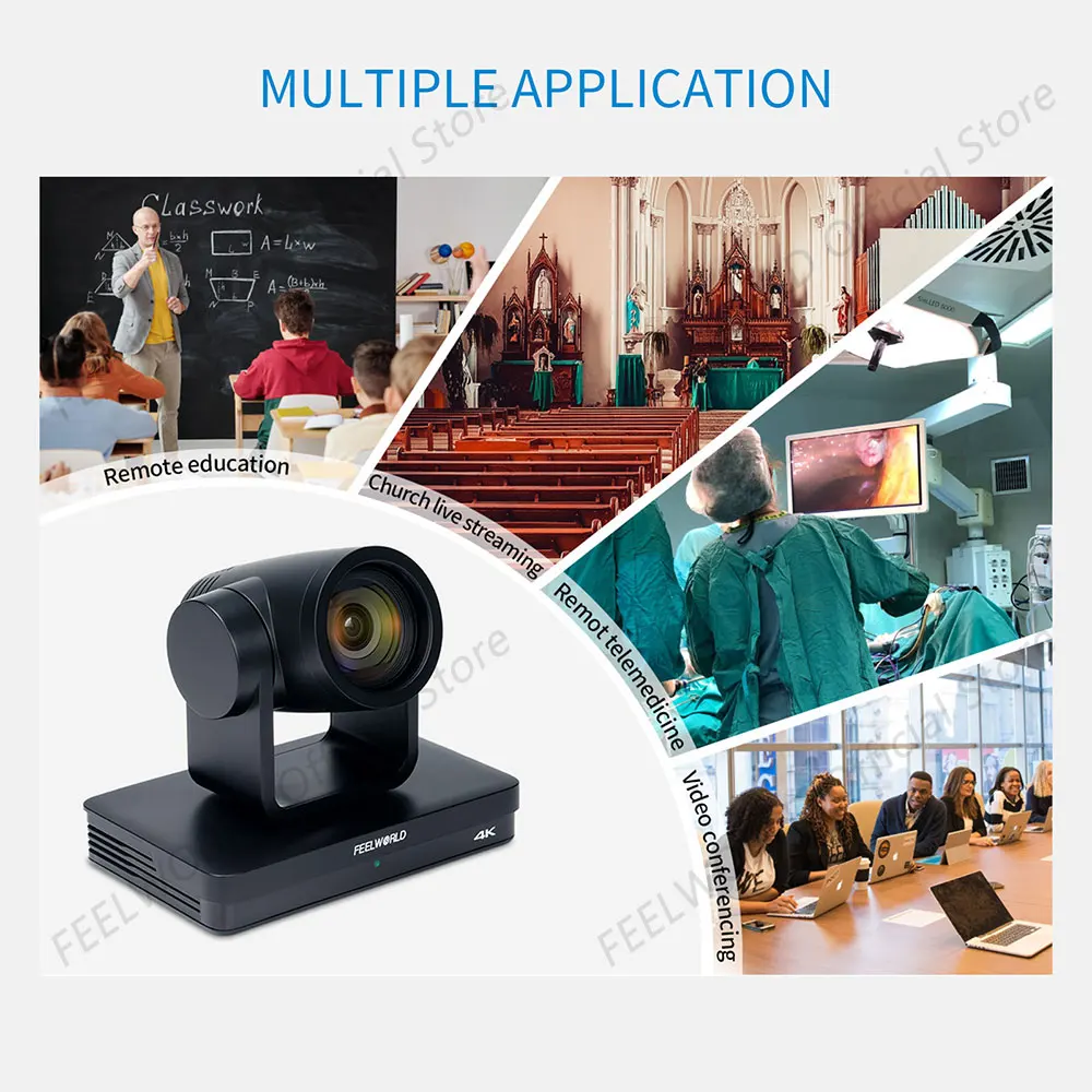 FEELWORLD UHD4K12X 4K PTZ Camera USB POE 12X Optical Zoom AI Auto Tracking Multiple Video Outputs Up to 255 Preset Positions 2