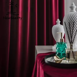 American Curtains for Living Dining Room Bedroom Imported High-grade Velvet Retro Stage Wine Red Exhibition Hall Background