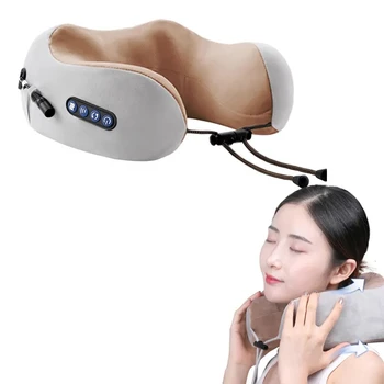 U자형 목 마사지 베개, 가열 진동 주무르기, 전기 경추 어깨 마사지 보호, 편안한 마사지기