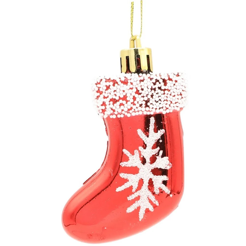 6PCS/Box Painted Gloves Socks Christmas Tree Ornament Plastic DIY Crafts Painted Christmas Gifts Boxes Pendant New Year