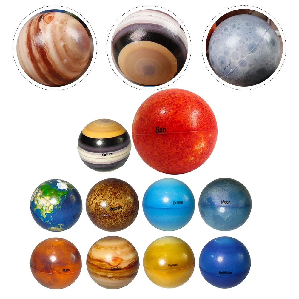 

10 Pcs Bouncy Ball Toy Space Toys for Kids 3-5 Planets Solar System Model Balls 5-8 Pu Office Child Kit