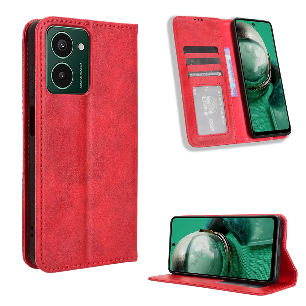 Leather Wallet Case with Magnetic Book Stand and Card Holder
