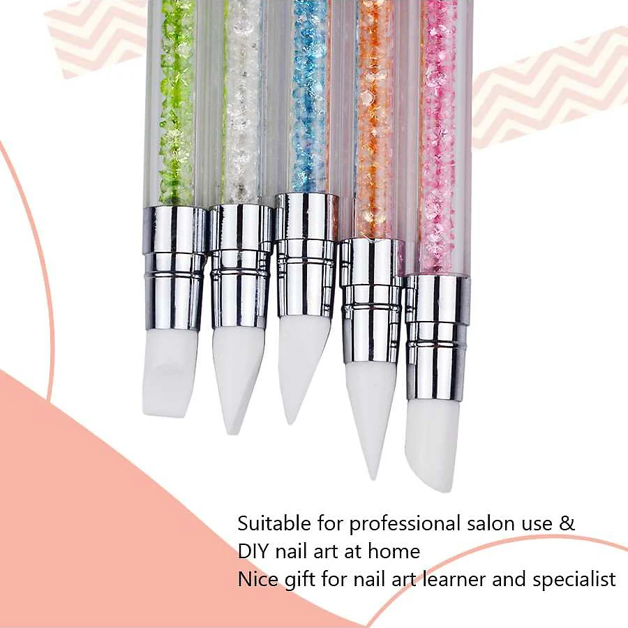 Nail Art Tools 5Pcs Set Nail Art Silicone Brush Dual-head Carving Painting Pen Nail Tips Sculpture Manicure nail art pens nail art brushes nail brushes nail art tools gel nail tools nail cleaning brush silicone applicator sticks