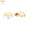 12 Pairs Stainless Steel Stud Earrings Set Punk Animal Crocodile Earrings  For Women Girls Goth Jewelry Accessories Wholesale 3