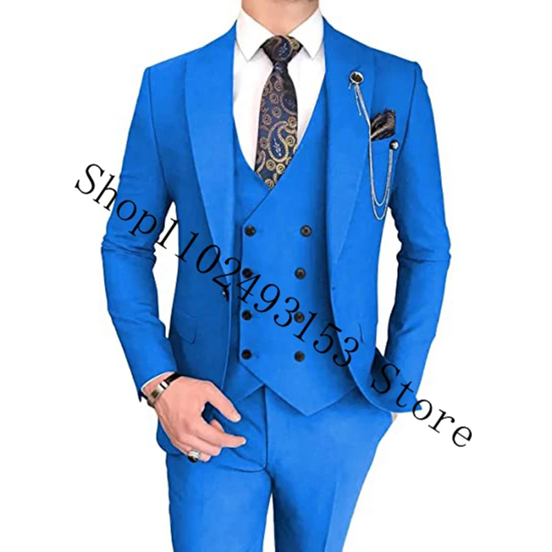 2023 New Arrival Suits For Men Slim Fit Peak Lapel 3 Pieces Formal Male Tuxedos For Wedding Blazer+Vest+Pants Costume Homme