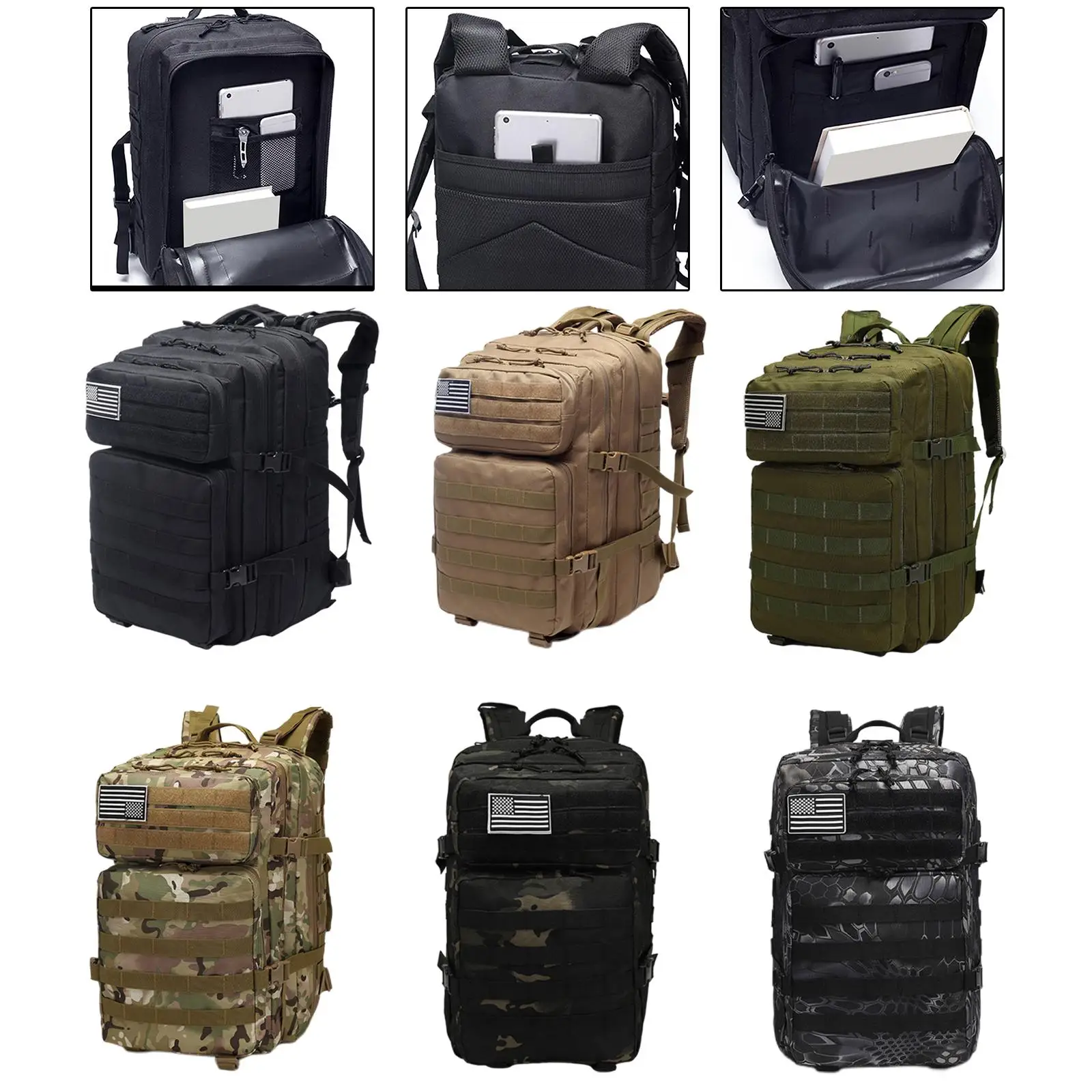 Large Tactical Backpack Hiking Rucksack Daypack Waterproof Outdoor Hunting