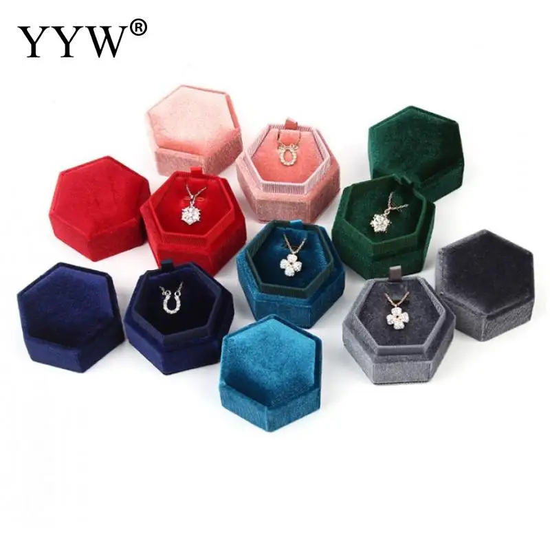 Hexagonal Velvet Ring Box Jewelry Box Display Stand With Detachable Cover Necklace Boxes Stand Wedding Engagement Package Gift custom eternal flower ring holder diy wedding ring box hexagonal glass ring box geometrical jewelry storage box engagement gift