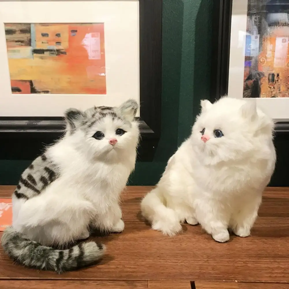 Kitten Model Toy Plushies Realistic Decoration Kitten Statue Model