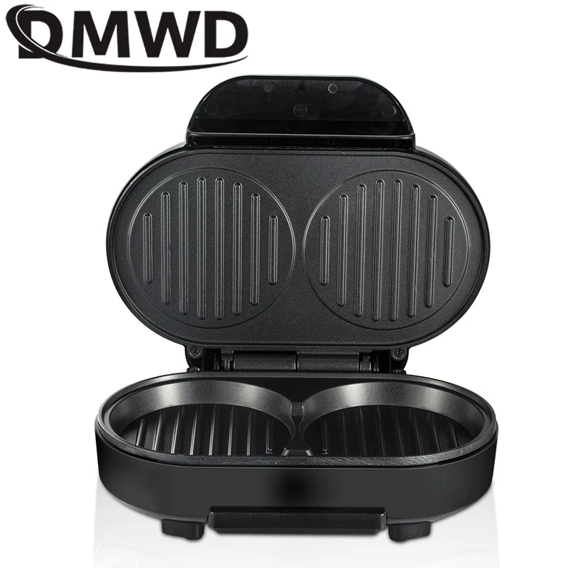 DMWD Electric Waffle Sandwich Maker Small Roast Steak Machine Hamburger Non-stick Surface Grill Toaster Breakfast Machine 220V