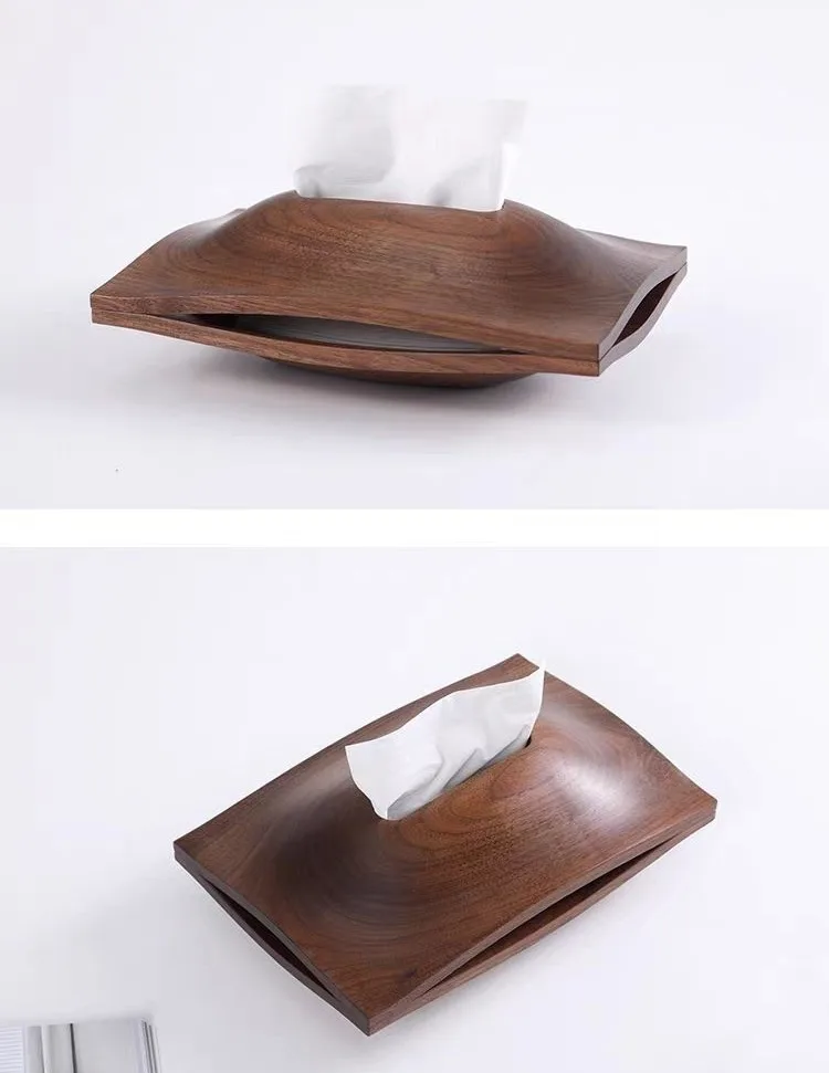 Walnut Wood Tissue Box Bedroom Brief Tissue Case Storage Wooden Portable Napkin Boxes Organiser Modern Kitchen Accessories