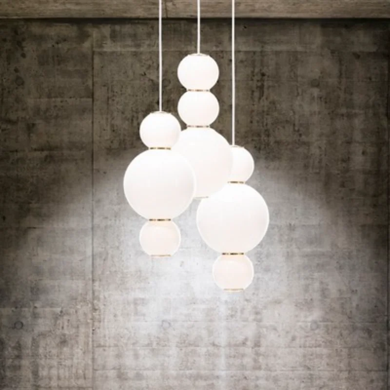 

LED White Glass Ball Pendant Lights Nordic Design Restaurant Ceiling Lighting Fixtures Modern Home Decor Bubble Hanging Lamp