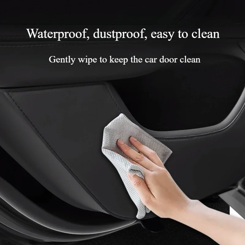 For Tesla Model Y Juniper Car Door Anti-Kick Pad Leather Side Door Panel Protective Sticker Trim Anti-Dirty Mat Accessories