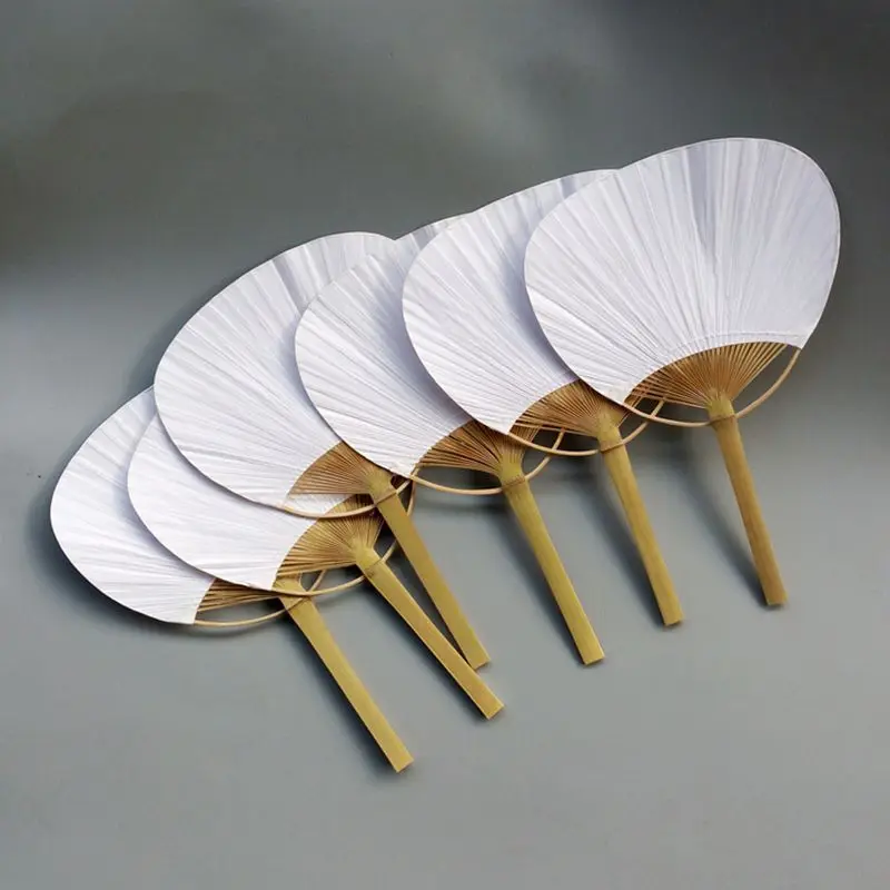 

Hot Sale Pai Pai Bambu 20pcs Pure White Bamboo Handle Blank Calligraphy Painting Blank Group Fan White Fan Summer