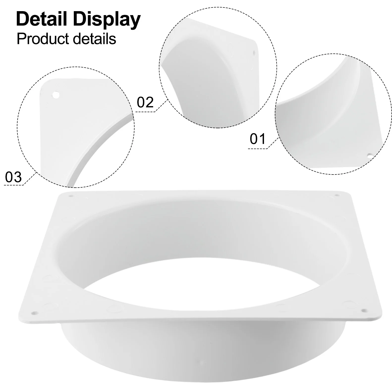 Aluminum Foil Ventilation Pipe Duct Pipe Connector Flange Connector White Air Vent Duct Connector Flange Straight Ventilation Pipe Square Bottom Ducting Tools Air Vent Duct Easy Installation