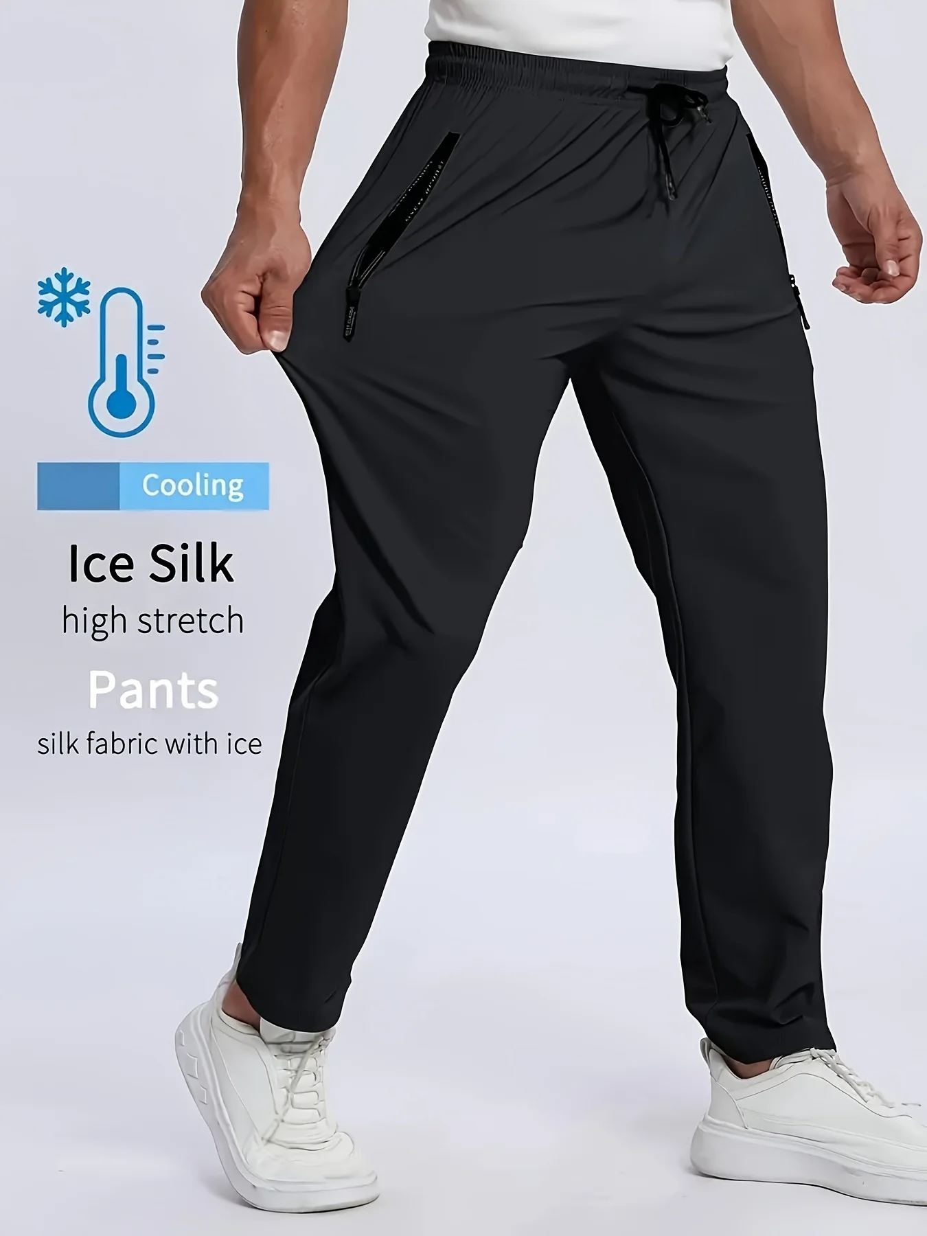 Breathable plus size men’s casual jogger pants – quick-dry elastic waist sport trousers 03