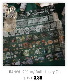 JIANWU 30mm * 200cm Zeit Archiv Serie Vintage Journal Werkzeug Material Collage PET Band Kreative DIY Schreibwaren – Detail 5