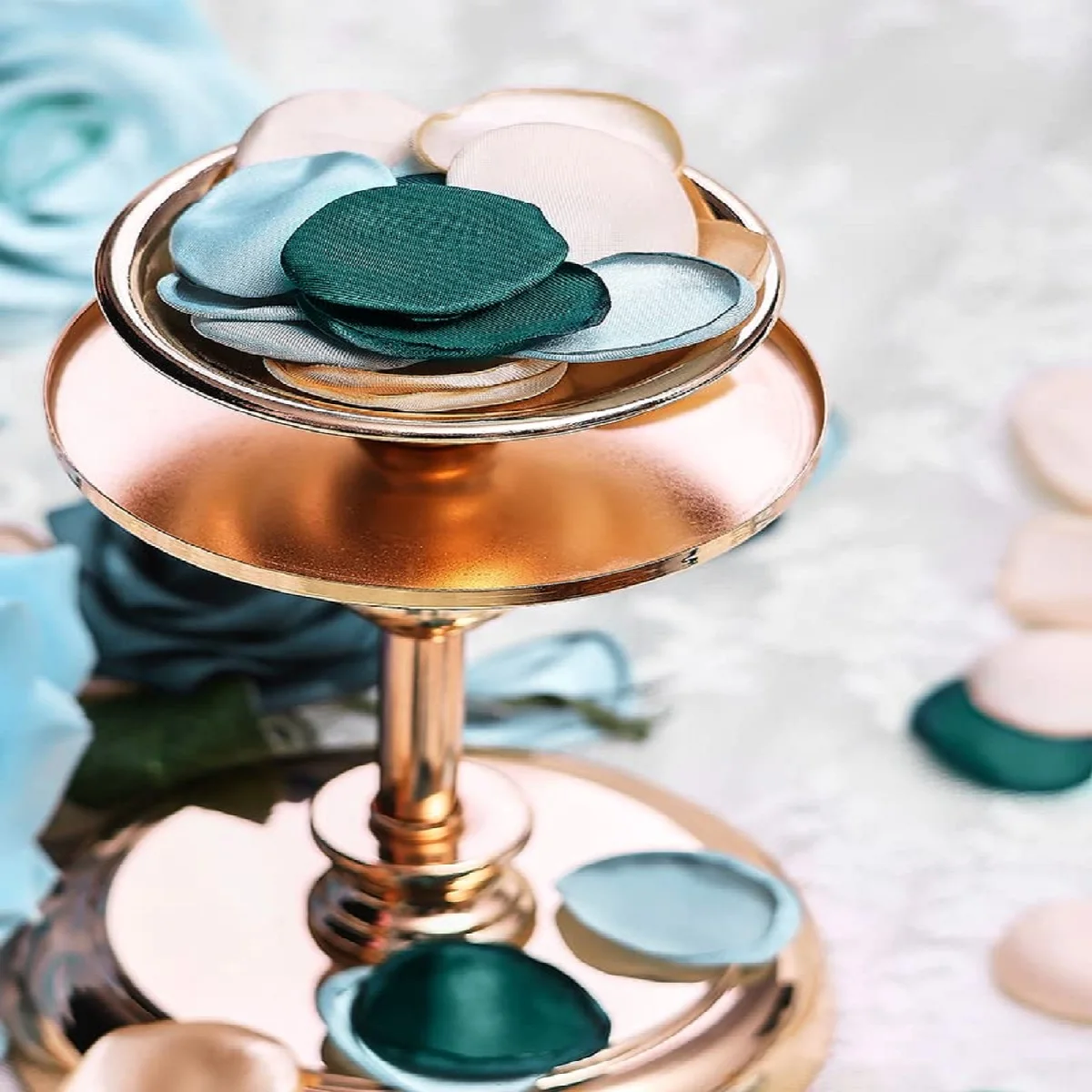 Elegant Green and Gold Silk Rose Petals for Special Occasions and Decorations