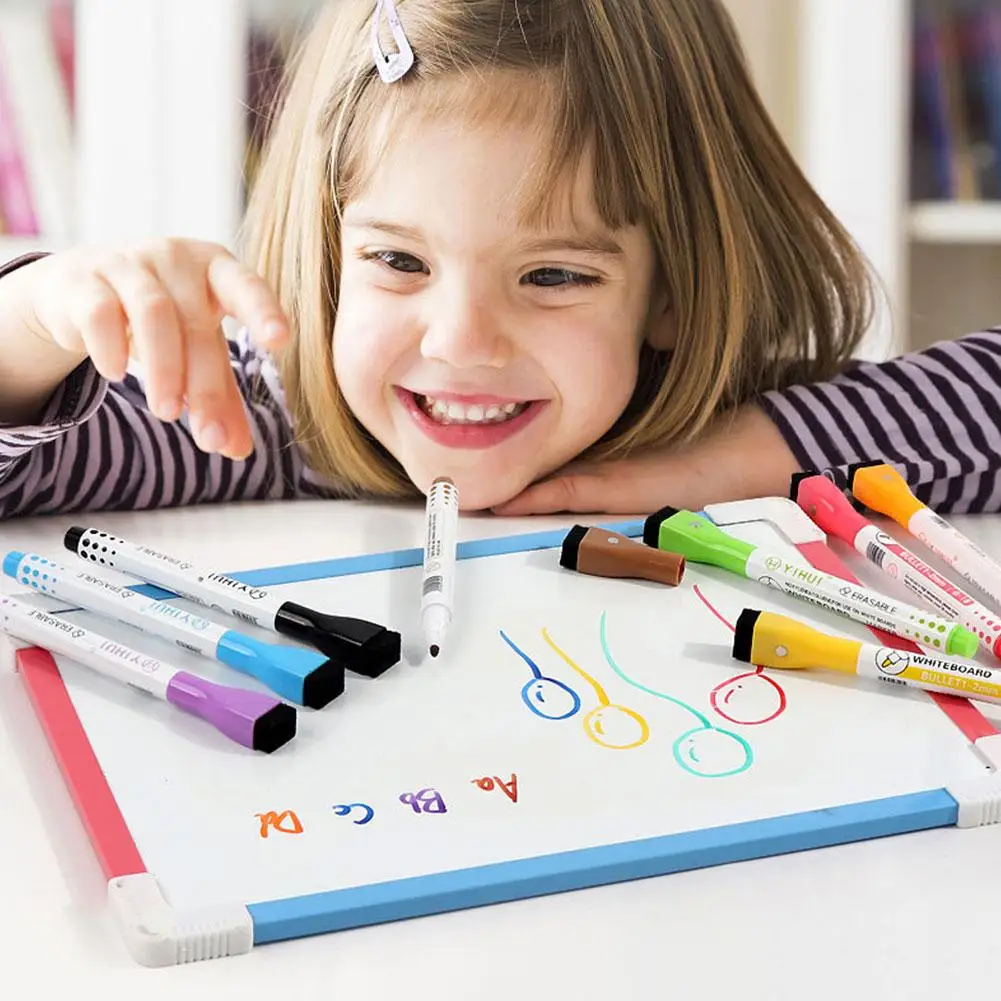 마그네틱 화이트보드 펜, 지워지는 어린이 펜, 학생 미세 색상 펜, 화이트보드 드라이 팁, 닦는 용품, 통증 N7J8, 8 색