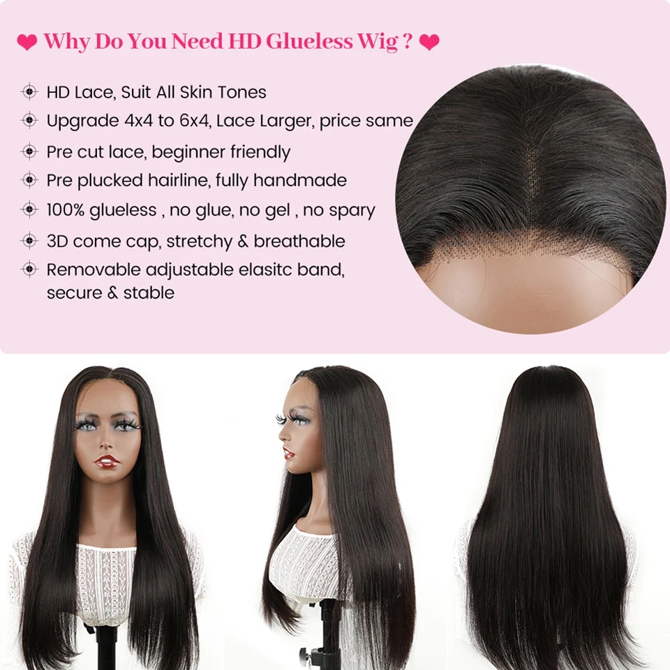 6x4 Lace Wig Malaysian Straight 13X4 HD Lace Frontal Glueless Preplucked Human Wigs Ready To Go human hair wig lace front wig human hair wigs front lace wig