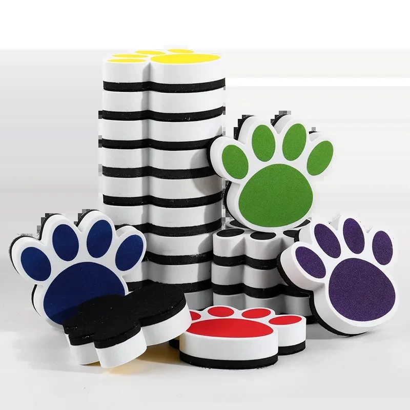 6 pcs Small Whiteboard Wipes Bear Paw Shape Magnetic Dry Wipes Suitable for Classrooms Children's Household Products