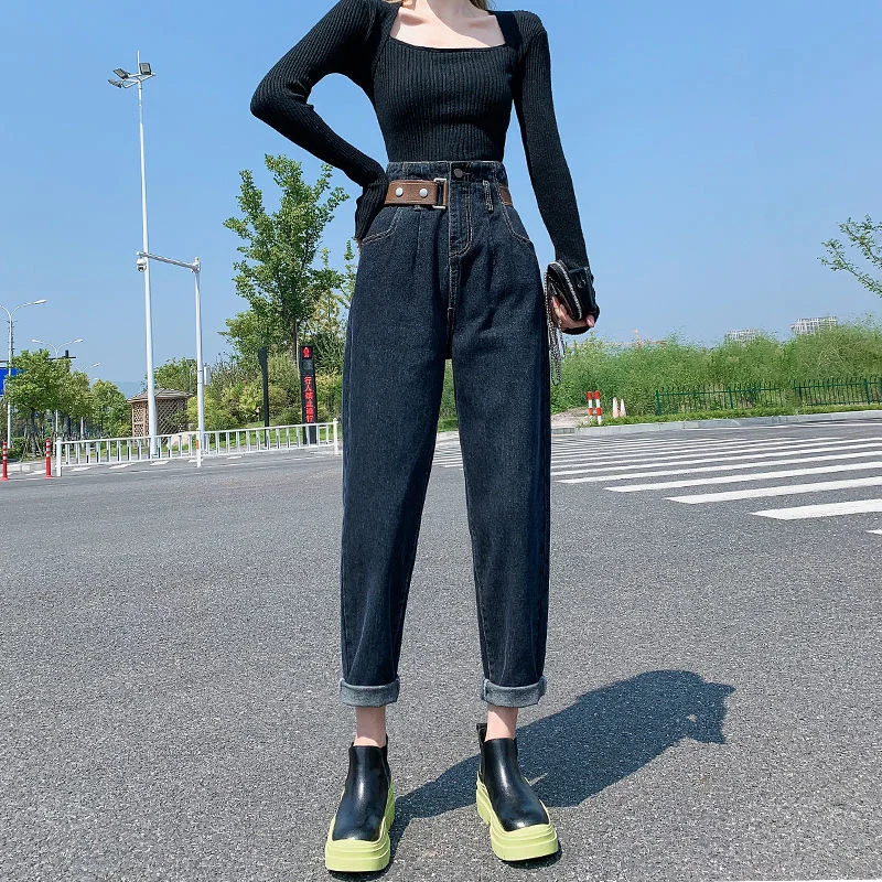 Джинсы женские Мешковатые с завышенной талией, винтажные повседневные брюки-султанки из денима в стиле ретро, модные штаны в Корейском стиле, Y2k, осень 2022