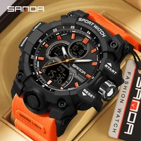 SANDA 6198 Watch Fashion Trend Dual Screen Multi functional Outdoor Sports Multi functional Waterproof Electronic Men's Watch 1