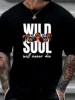 Summer New Fashion Street Tiger pattern Letter Printing 100% Cotton T-Shirts Man Style Round Neck Short Sleeve Loose Casual Cott