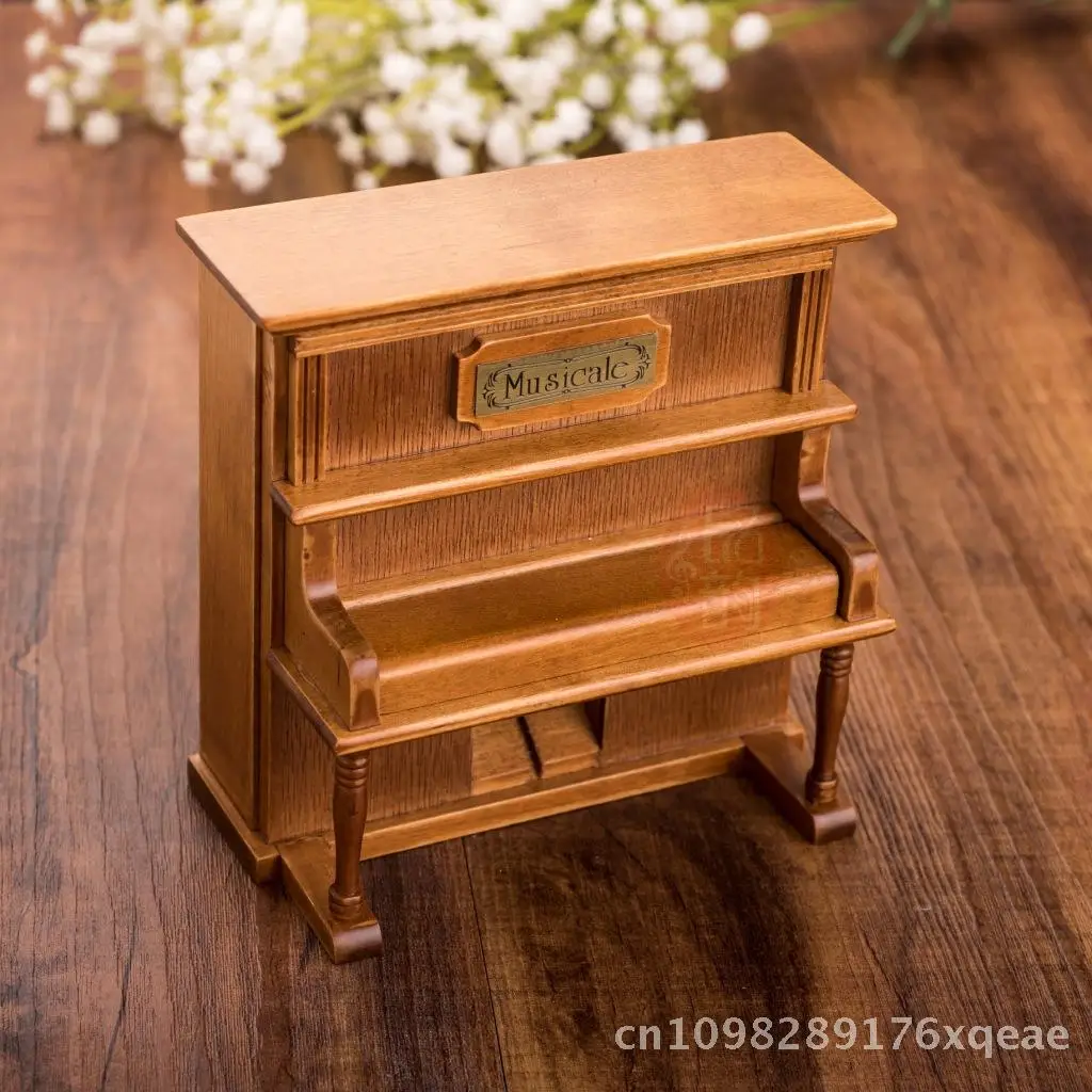 Description Picture 5 of itemSimulation Vertical Piano Music Box Multi-song Wooden Craft Ornament European Style Engraving for Festive Gift-Wedding Birthday