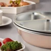 WORTHBUY Round 304 Stainless Steel Dinner Plate 3 Compartments Food Plate Tray Kitchen Food Container Cute Divided Dining Plate 5