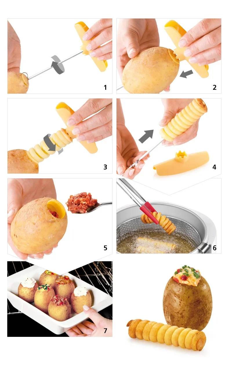 Creative Potato Slicer Rotary Potato Tray Spiral Slicer Knife Handle Cut Roll Kitchen Accessories Tools vegetable slicer kitchen cutter