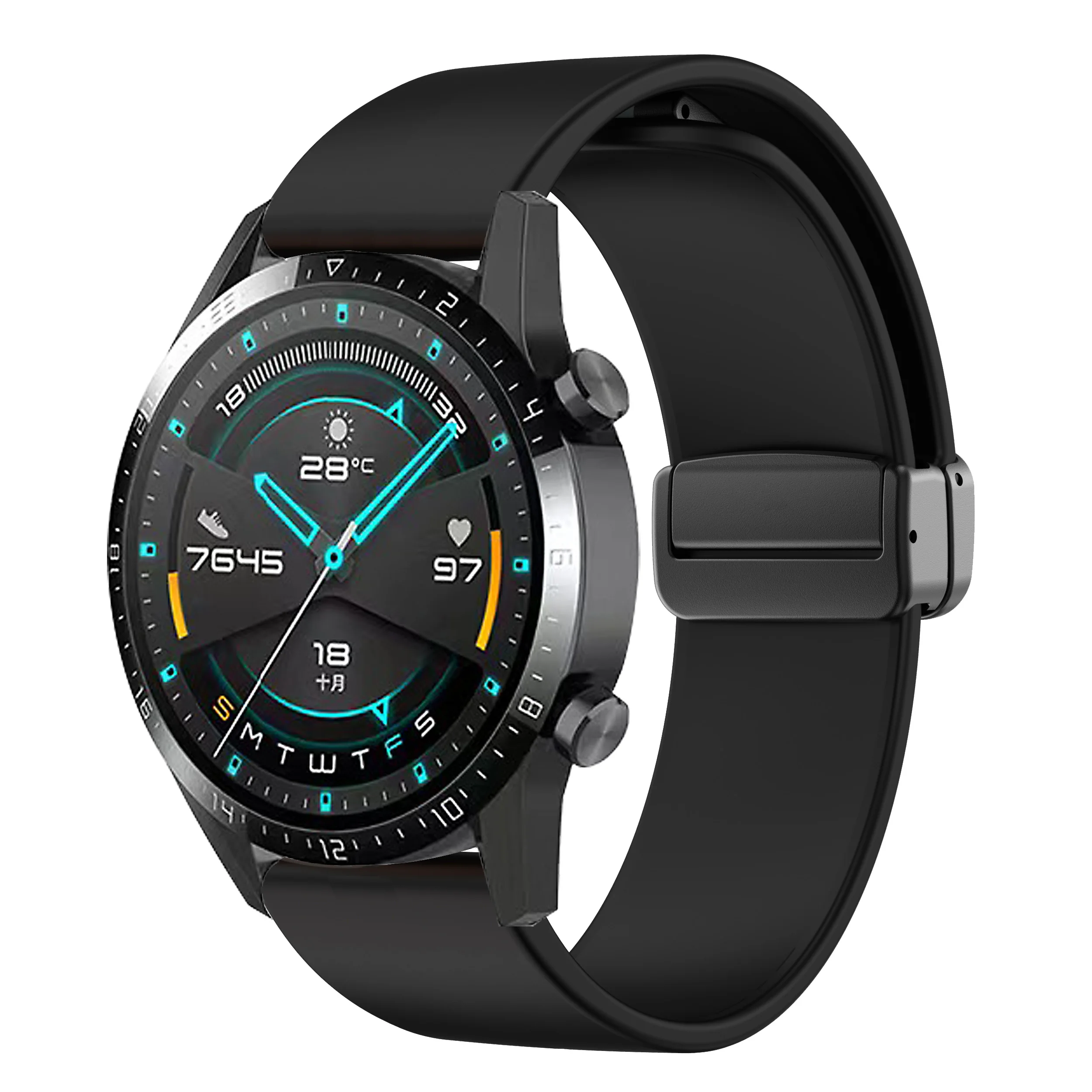 Premium 22mm Magnetic Buckle Silicone Smart Watch Strap Bracelet Band