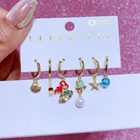 MIGGA 6pcs Mix and Match Mermaid Hoop Earrings Set for Women Gold Plated Copper Huggie Earrings Jewelry 1