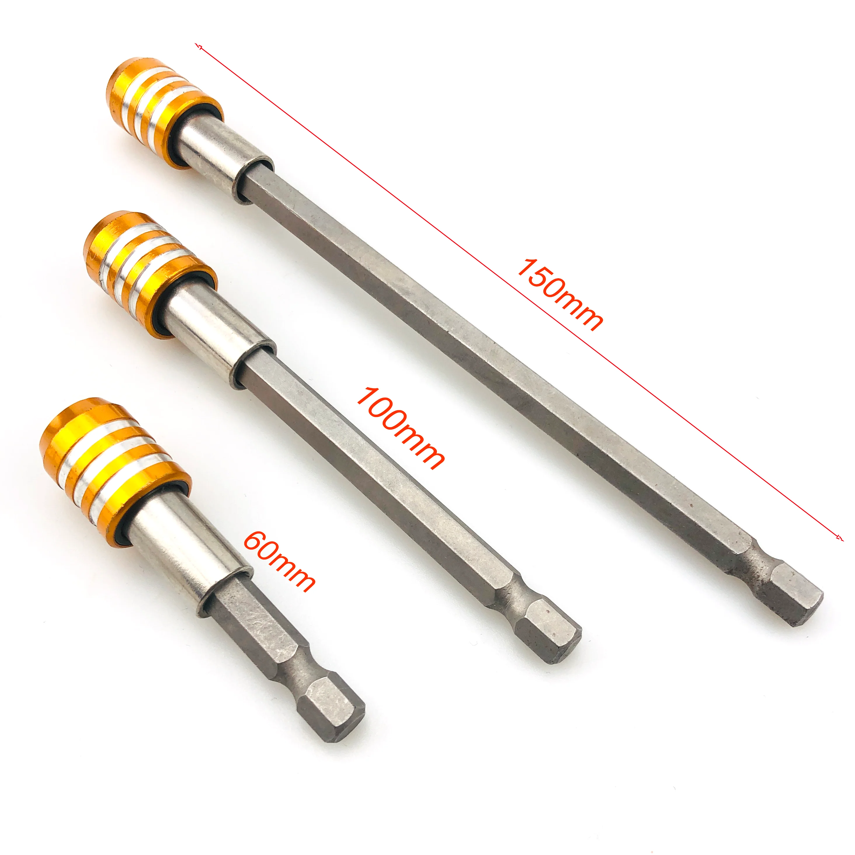 

3pcs 60/100/150mm Locking Socket Extension Bar Rod Set Kits 1/4 Inch Hex Shank Holder Drill Bits Quick Release Stainless Steel