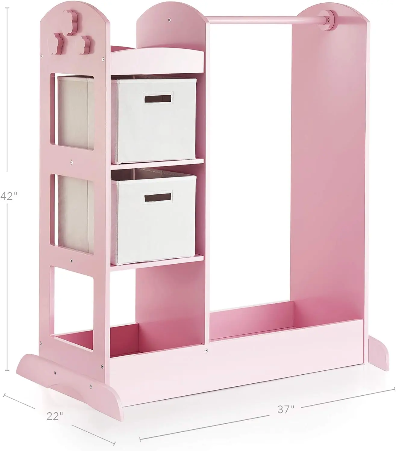 See and Store Dress-up Center &ndash; Pink: Pretend Play Costume Storage Wardrobe for Kids with Mirror & Shelves, Armoire w