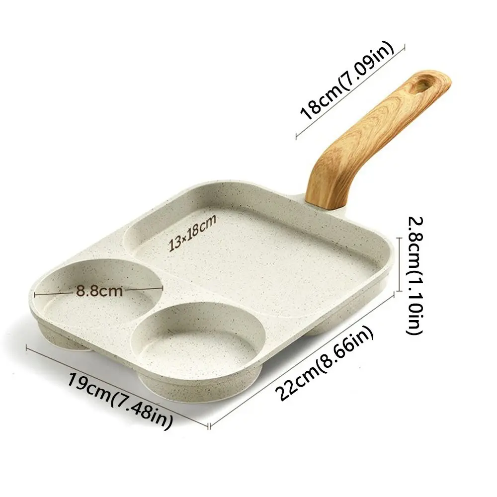 3 in1 Breakfast Frying Pan Multi-Section Anti Scalding Egg Frying Pan Compact Non Stick Cookware Multipurpose Use