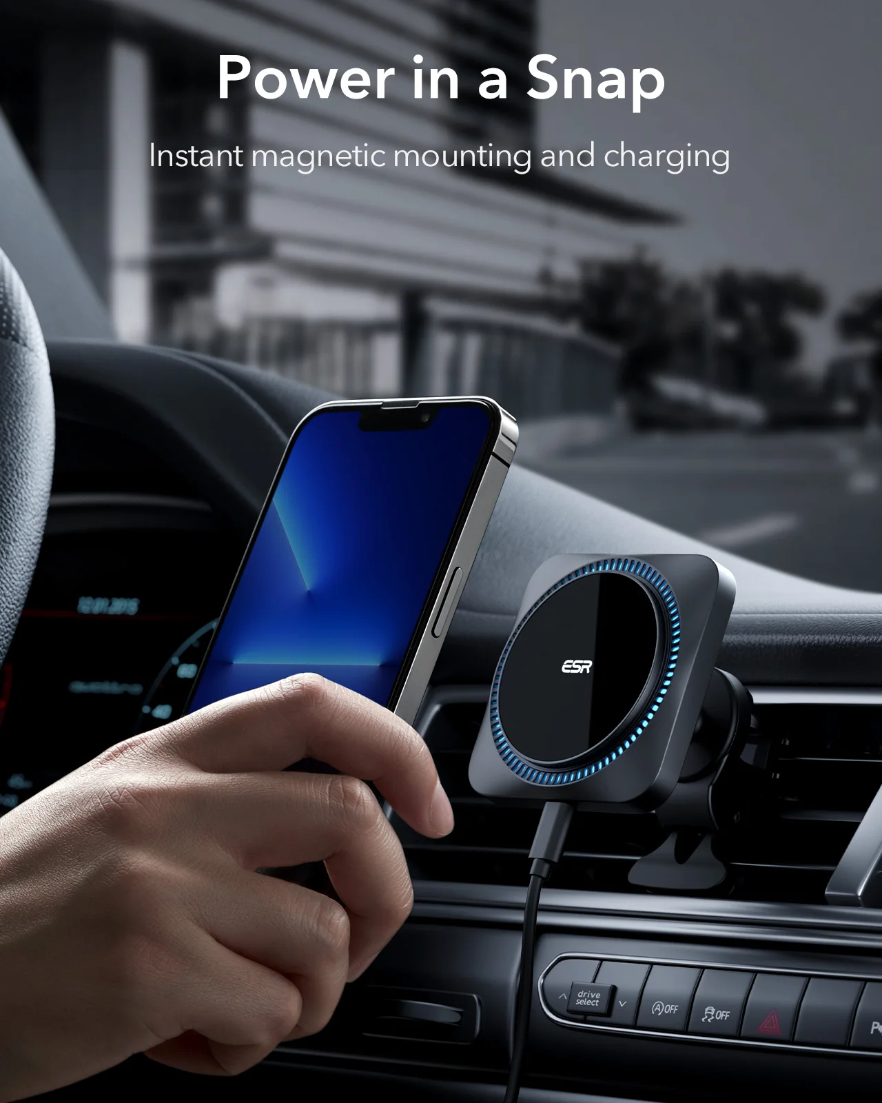 ESR Magnetic Car Charger for iPhone 15 14 13 12 Pro Max CryoBoost  Cooling for MagSafe Wireless Car Mount Phone Holder Air Vent