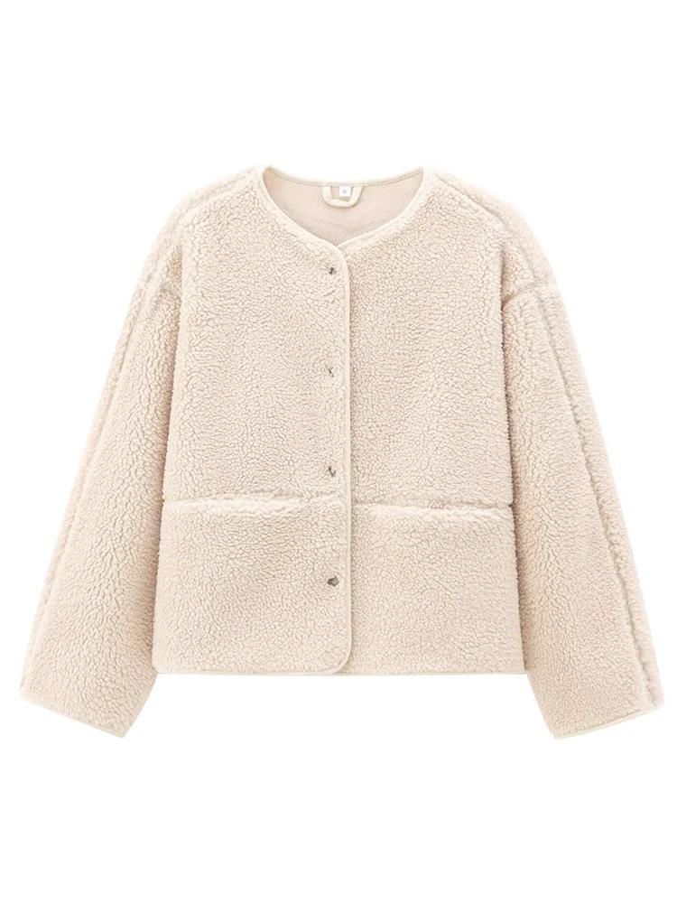 Autumn New Women's Coat Loose Teddy Bear Warm Fleece Faux Fur Winter Jacket Ladies Long Sleeve Leisure Button Up Fashion Tops
