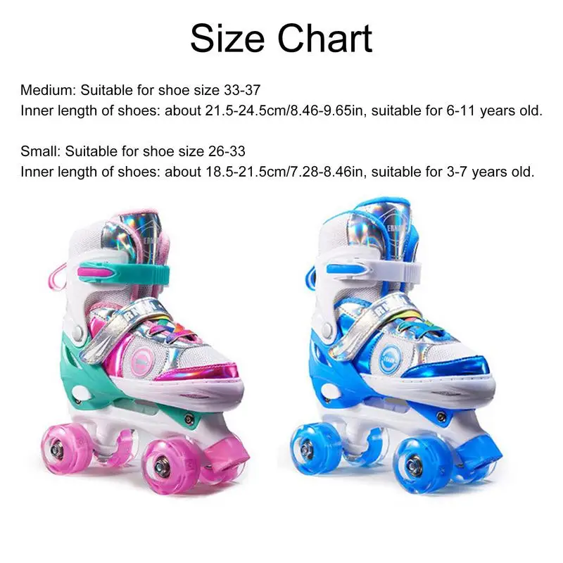 

Boys Girls Kids Skates Children Roller Skates Skating Shoes Sliding Adjustable Quad Sneakers PU Flashing 4 Wheels Roller Skates