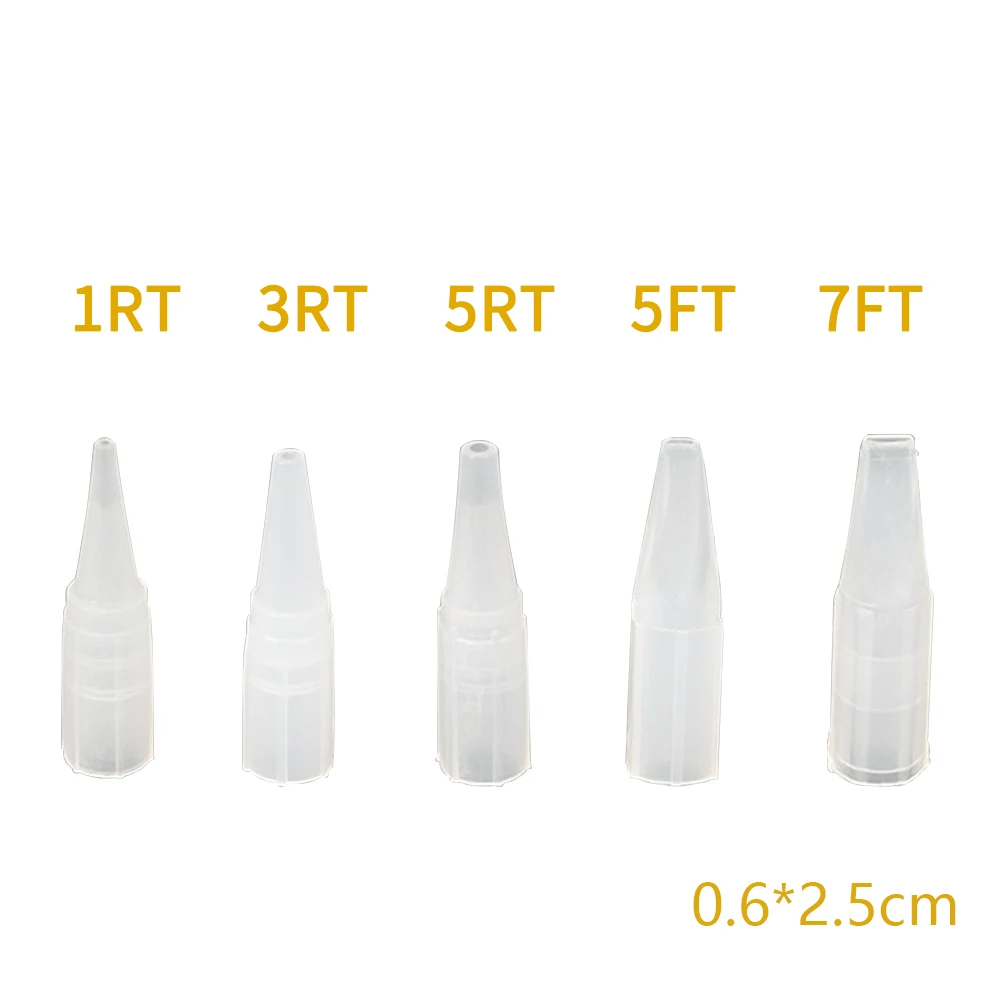 Disposable Traditional Tattoo Tips 1R 3R 5R 5F 7F Permanent Makeup Eyebrow/Lip Tattoo Nozzle Needle Caps 0.6cm 50/100 Pcs disposable tattoo tips