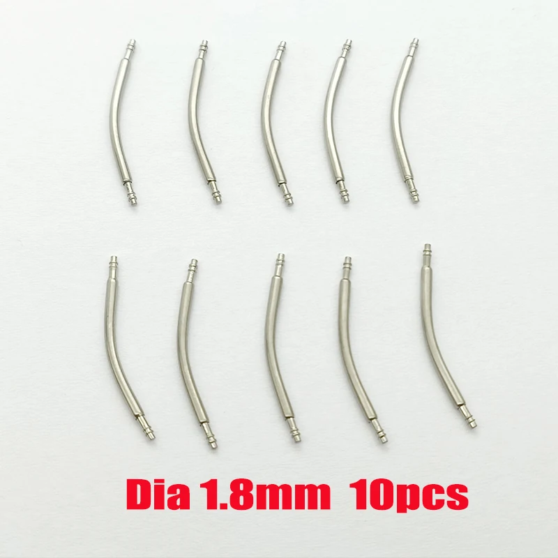 Stainless Steel Curved Spring Bar Watch Strap Link Pins - 10PCS, Dia 1.5mm/1.8mm, 16mm-24mm Width Watch Band Bracelet