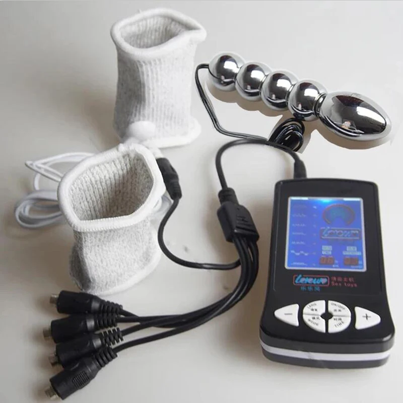 Anal Butt Plugs Electro Shock Penis Cock Ring Electric Shocker Sex E-stim BDSM Toys