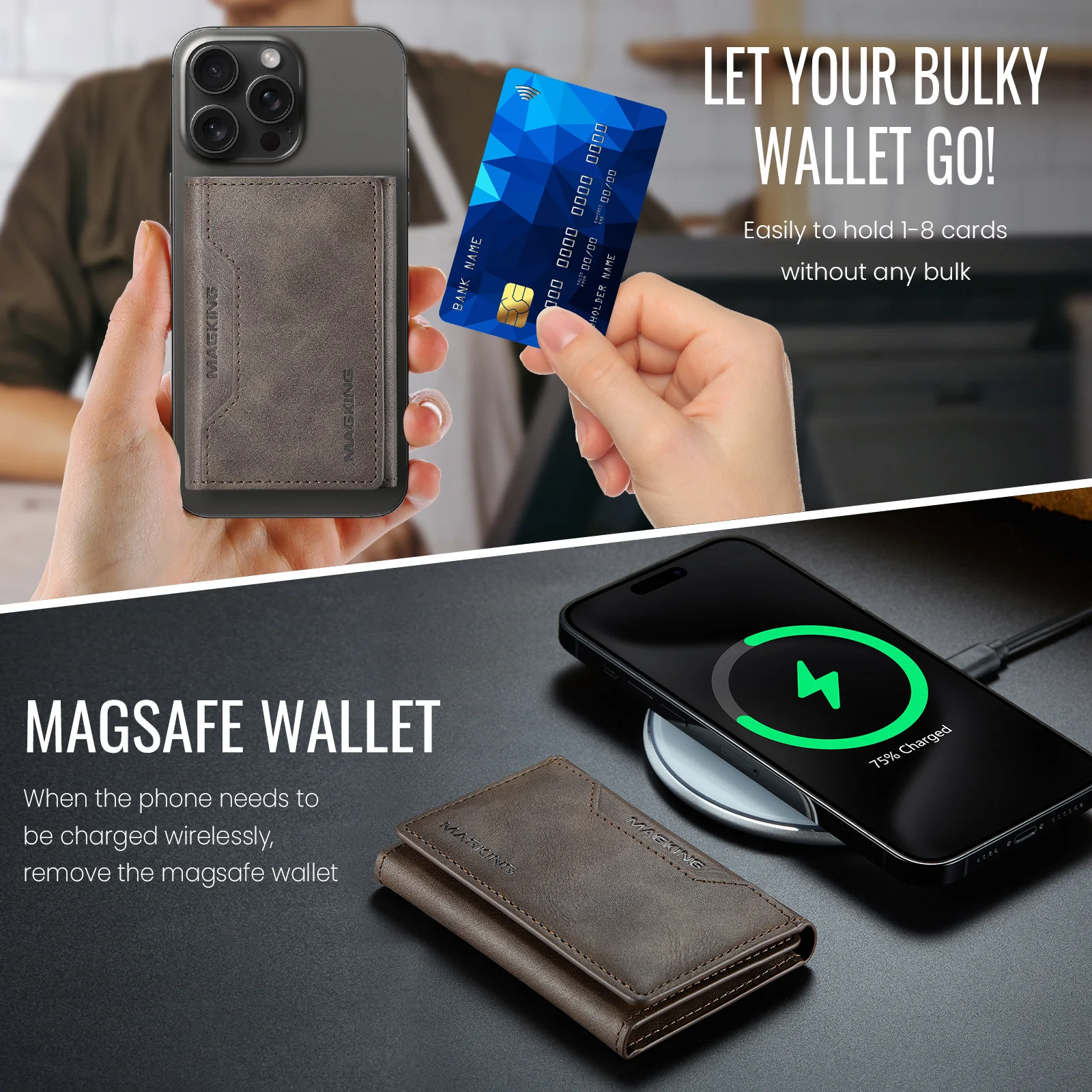 Leather Foldable Mini Wallet - Luxury Magnetic Coin & Cash Holder