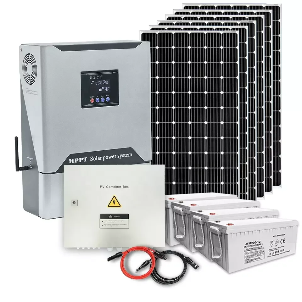 

For Complete Set 5KW off grid Solar Power System Energy System 5000w house Hybrid Solar System with lithium battery backup